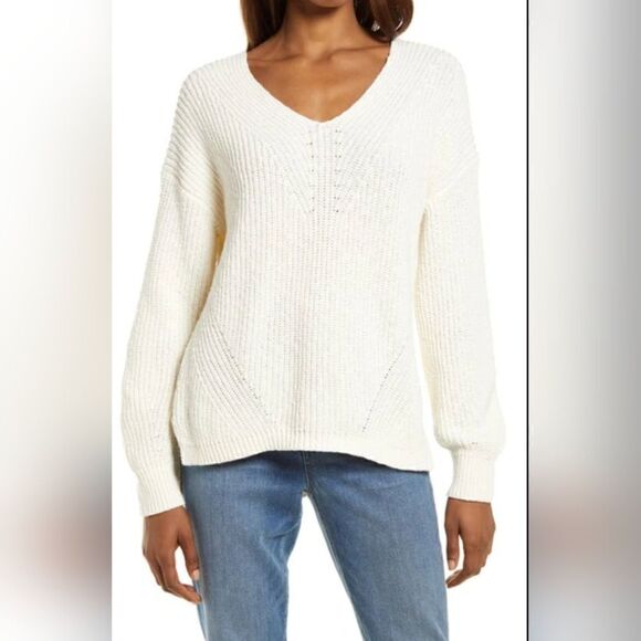 Madewell Ridgeton Bright Ivory White Knit Sweater S EUC Coastal Cowgirl Y2K - Picture 1 of 14